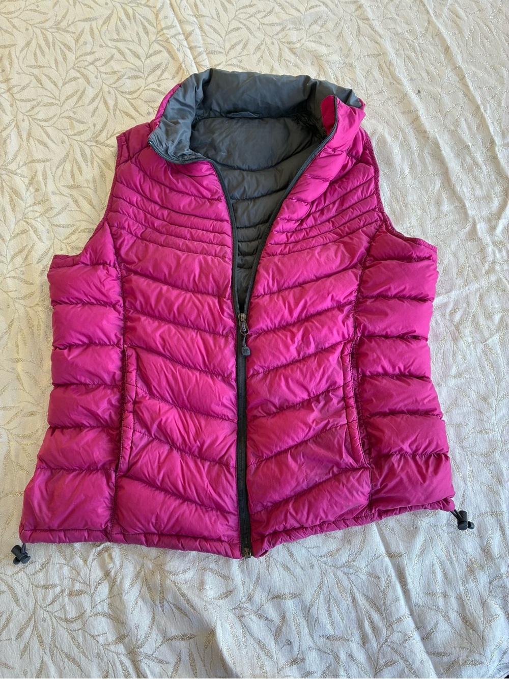 jcpenney Women's Quilted Puffer Vest in Magenta with Gray Lining